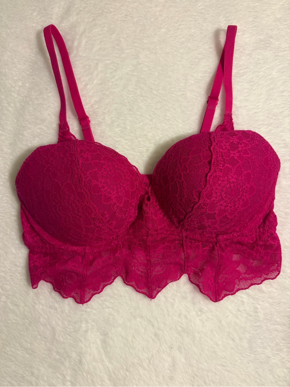 Victoria's Secret Fuchsia lace small padded bralette. Like new.
